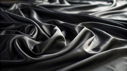 Fototapeta premium Elegant soft black waves background with silk crumples , satin, ripples, minimalistic, elegant,render,backdrop, texture, luxurious
