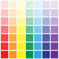 Square color grid. Rainbow palette pattern. Bright gradient scheme. Vector swatch design.