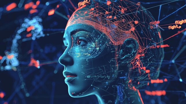 A visualization of a person choosing "flight," with the brain's amygdala and stress pathways highlighted