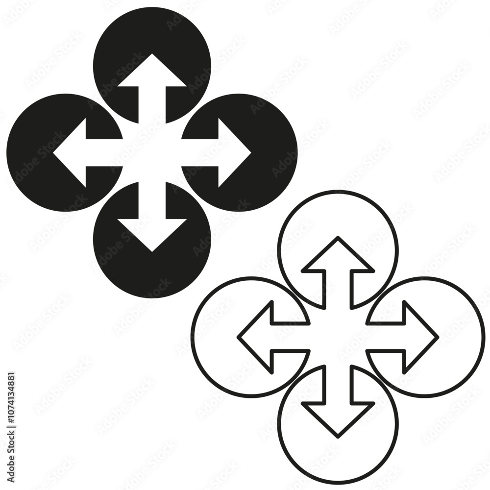 Poster arrow symbol design. circular directional arrows. vector icon set. black and white elements.