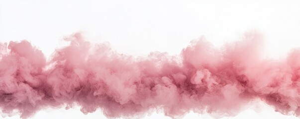 Fototapeta premium Soft pink smoke billows across a white background, creating a dreamy and ethereal atmosphere.