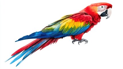 Vibrant Macaw on a White Background