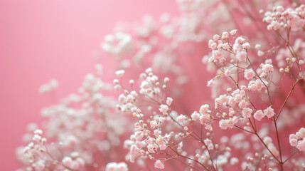 Naklejka premium Gypsophila delicate romantic dry little white flowers on light background
