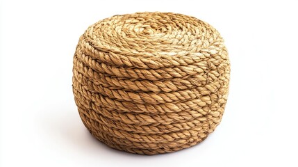 Round Woven Natural Fiber Pouf for Home Decor