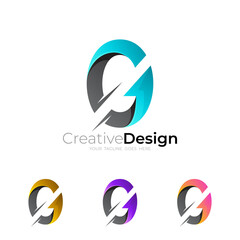 Letter G logo and arrow design combination, set colorful logo