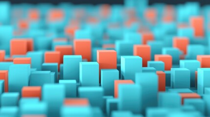Obraz premium Colorful Abstract 3D Blocks Creating a Dynamic Urban Landscape with Contrasting Colors and Depth Perception Ideal for Background or Design Projects