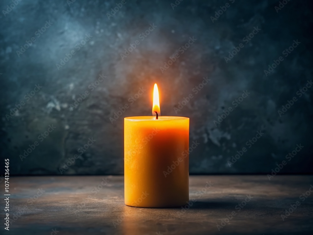 Aufkleber serene candle flame on dark grey background enhancing tranquility with soft glow, creating a calming