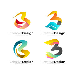 Set letter B logo with colorful design vector, business logos