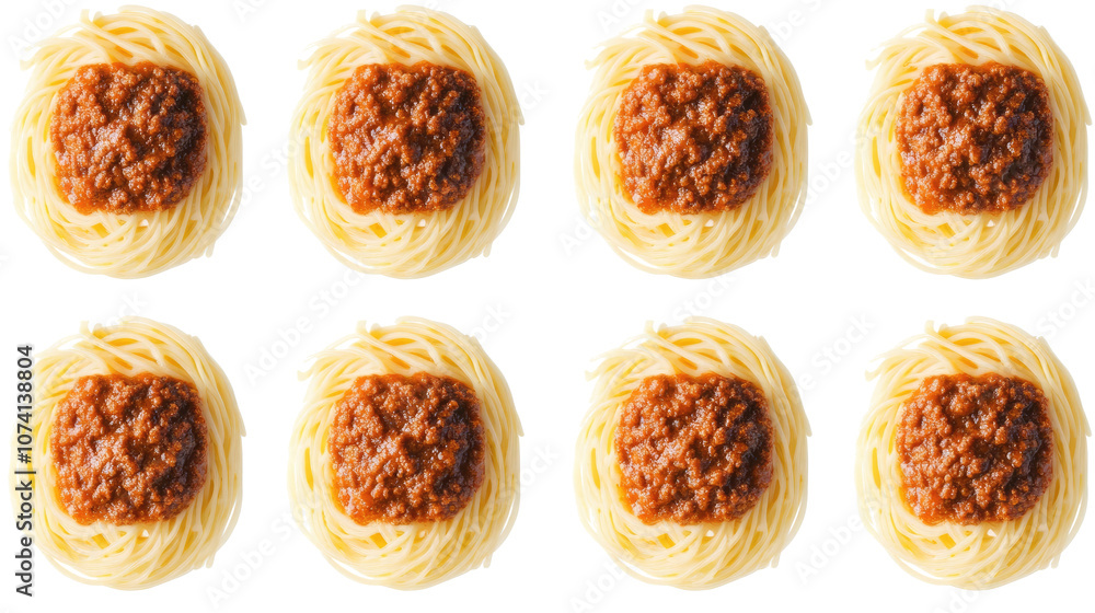 Poster delicious spaghetti with bolognese sauce on a transparent background generative ai