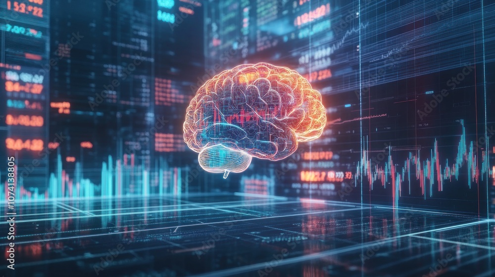 Aufkleber digital brain in a data network
