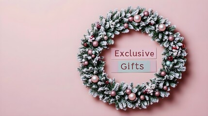Obraz premium Christmas Wreath Pink Background