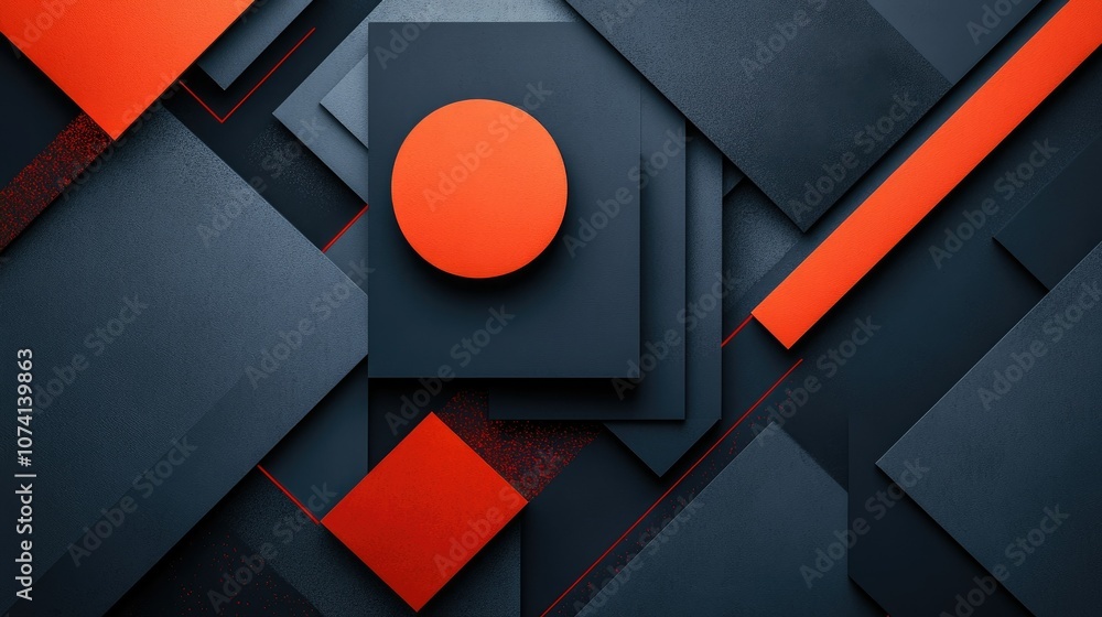 Poster Geometric blocks arranged in an abstract design, set against a dark background with glowing lines that highlight their sharp contours
