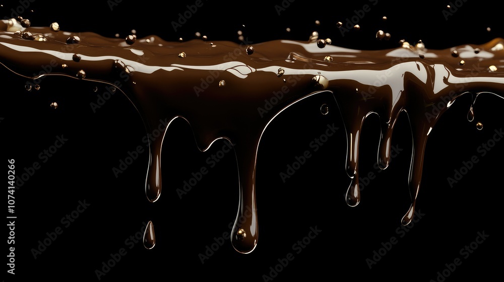 Aufkleber Liquid chocolate splashing and dripping, frozen in time to capture the smooth texture, on a simple background to highlight the indulgent appeal
