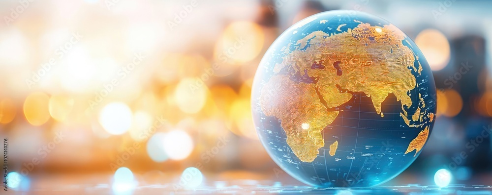 Aufkleber globe with illuminated continents on a soft blurred background.
