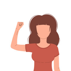 International Womens Day 8 march. Campaign 2025 AccelerateAction. Woman showing strength in her hand. Faceless female avatar. Flat vector illustration on white background