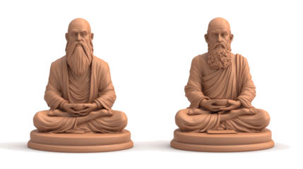 Statues of Ancient Philosophers Displayed on a Transparent Background Generative AI