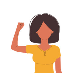 International Womens Day 8 march. Campaign 2025 AccelerateAction. Woman, girl showing strength in her hand. Faceless female avatar. Flat vector illustration on white background