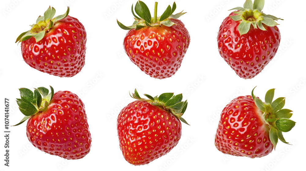 Poster fresh strawberries on a clear background generative ai
