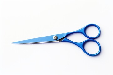 Closed scissors blue white background equipment.