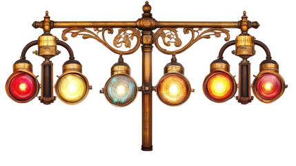 Obraz premium Collection of Vintage Traffic Lamps on a Transparent Background Generative AI