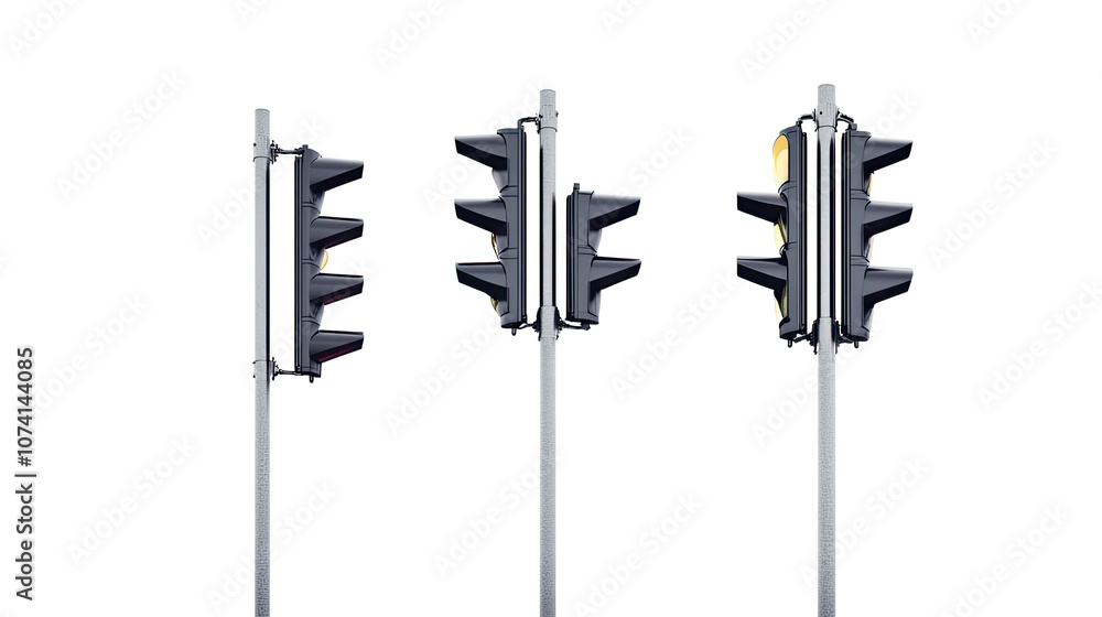 Poster collection of traffic lamps isolated on a transparent background generative ai