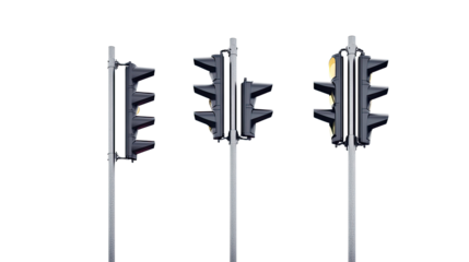 Collection of Traffic Lamps Isolated on a Transparent Background Generative AI