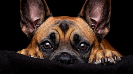 Obraz premium Adorable french bulldog shows its playful side with big eyes and floppy ears