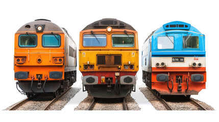 Obraz premium Collection of Trains and Locomotives on a Transparent Background Generative AI