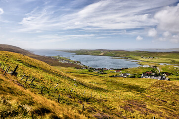 Scalloway, Shetland Islands: - August 14, 2024: Views of the region around Scalloway in Scotland's Shetland Islands
