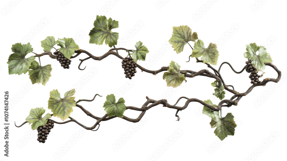 Aufkleber vine branches with rich green grape leaves on a transparent background generative ai