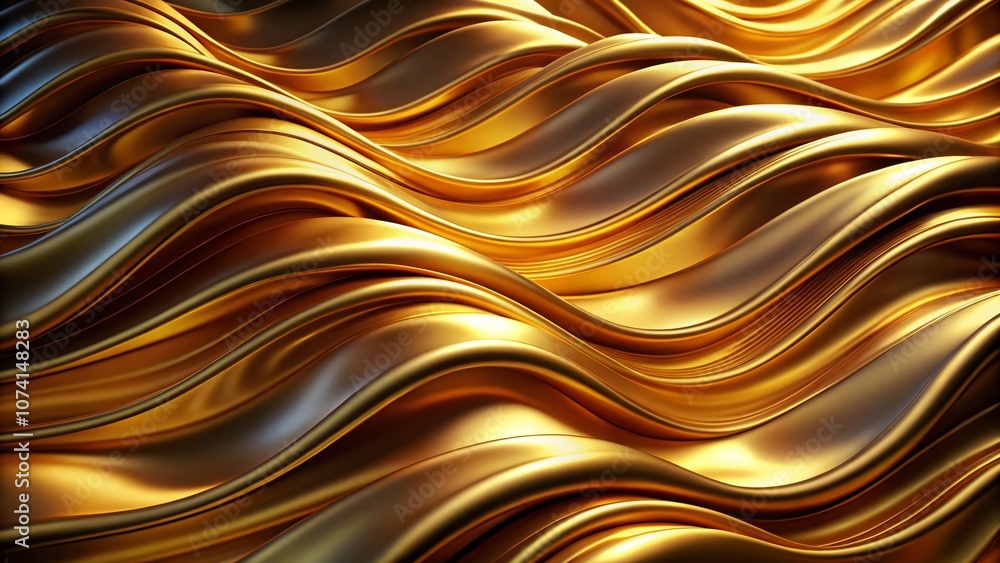 Poster stunning golden wavy metallic background with shiny texture for elegant minimalist design projects a