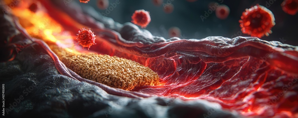 Aufkleber microscopic view of blood cells and pathogens in a dynamic environment.