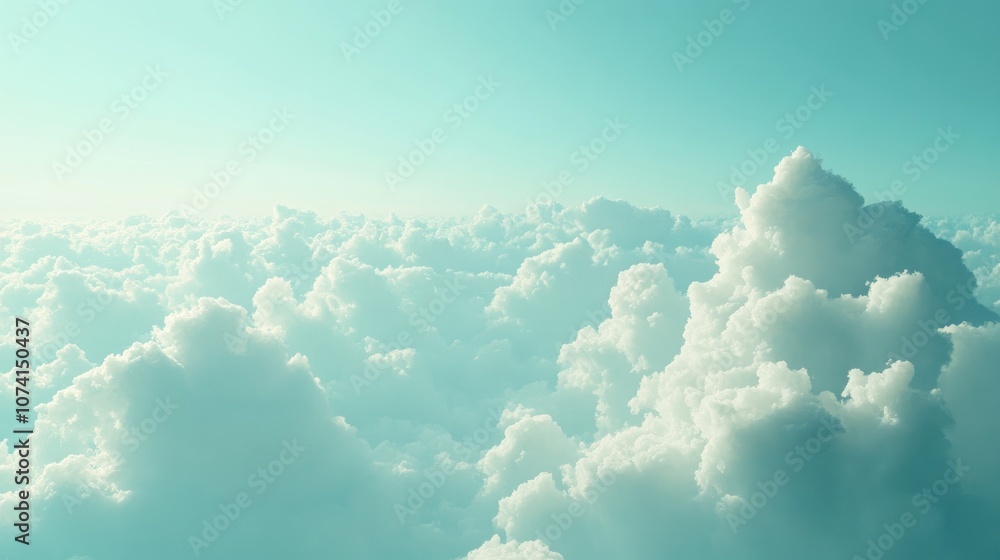 Poster abstract background featuring a cloudy blue sky with small clouds rendered in 3d