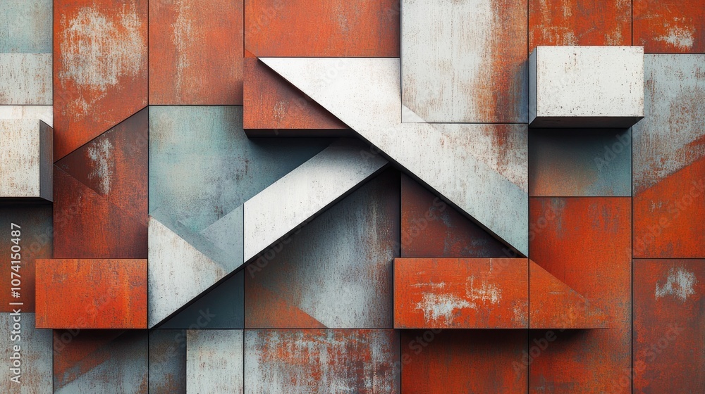 Poster Overlapping geometric shapes creating a unique pattern