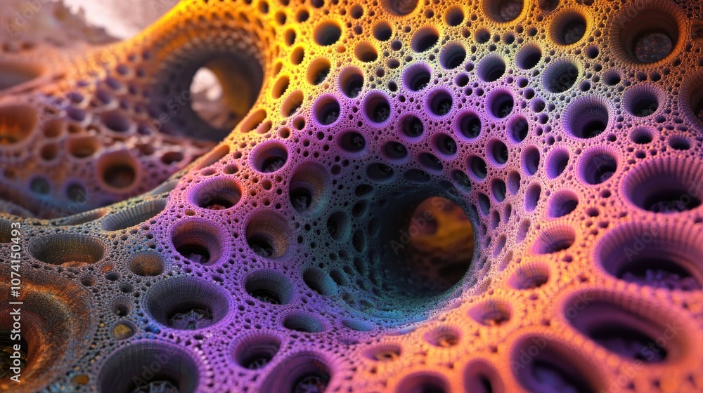 Poster colorful 3d rendering of a fractal design