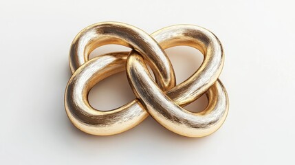 Isolated abstract gold knot on a white background