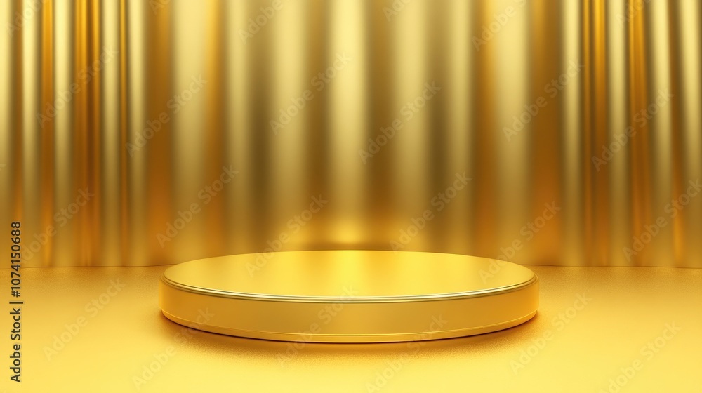 Aufkleber abstract empty podium on a gold background featuring a pedestal for minimal product presentation ide