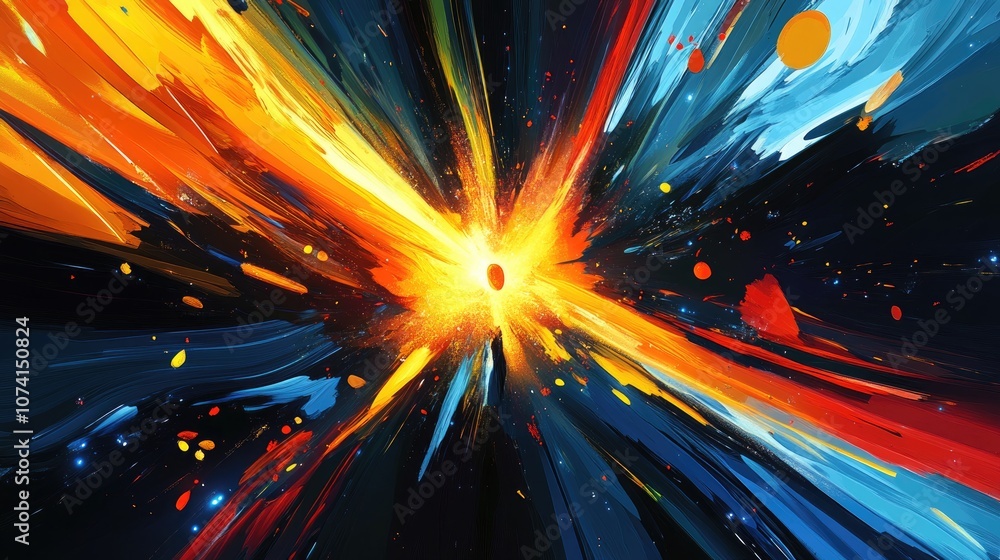 Poster abstract colorful background featuring a panoramic view of an exploding star enhanced with glossy ef