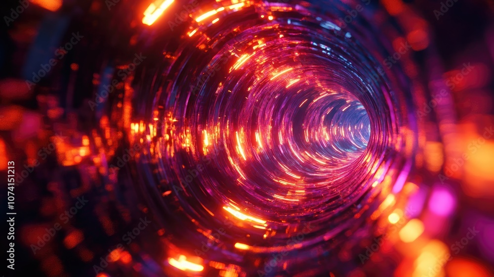 Poster vibrant abstract tunnel design with surrounding flame shapes dynamic motion graphics in 3d illustrat
