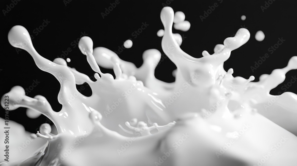 Poster monochrome liquid splash in dynamic motion created through 3d illustration and rendering techniques