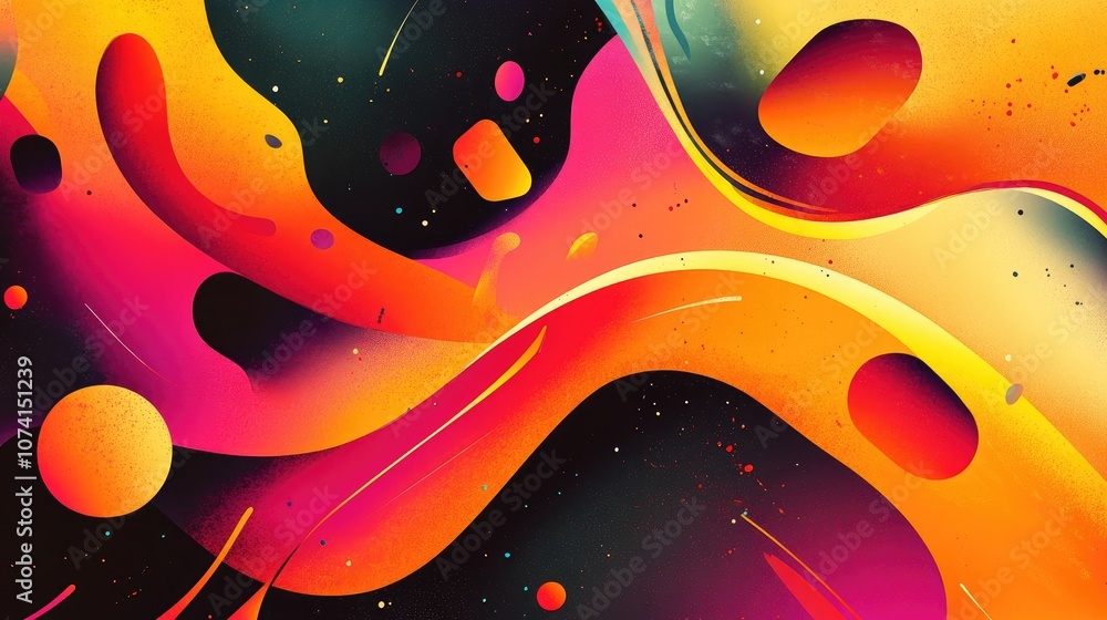 Poster abstract illustration with vivid colors and dynamic shapes conveying movement and emotion perfect fo