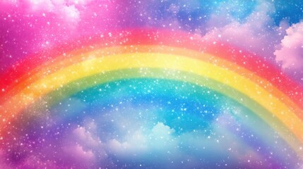 A vibrant colorful soft background featuring a stunning rainbow