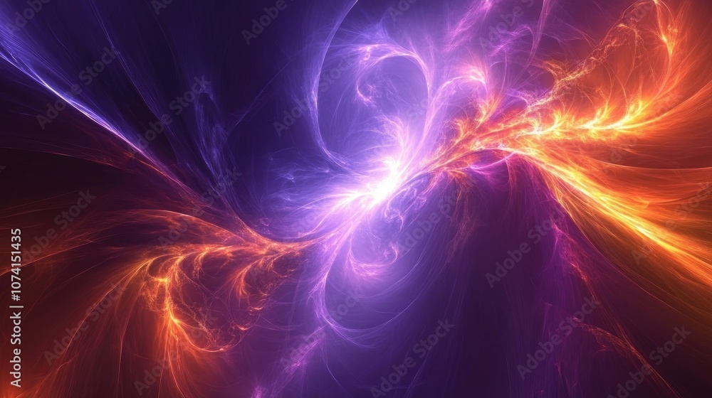 Aufkleber 3d rendering of an abstract vibrant fractal light backdrop