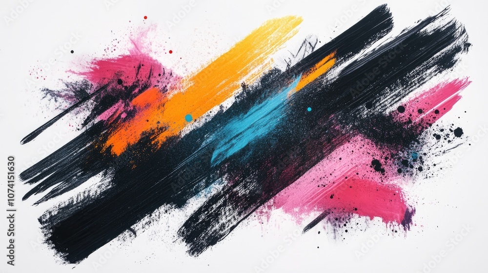Poster abstract design featuring dynamic and expressive brush strokes