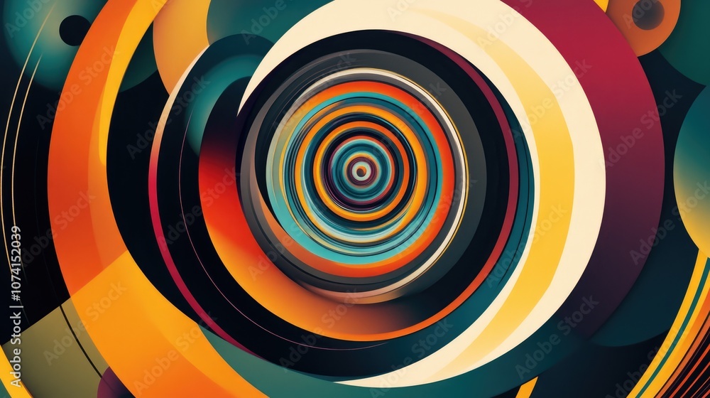 Poster abstract captivating background featuring concentric circles psychedelic design with vibrant colors 