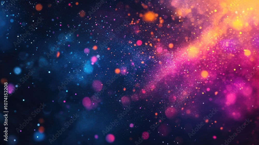 Poster colorful splashes and spots create a vibrant background on a dark surface