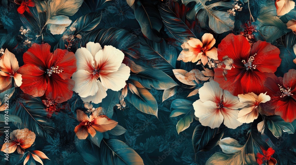 Aufkleber beautiful and modern digital textile design featuring floral and leaf patterns ideal for printing ap