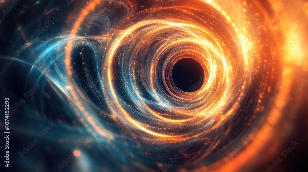 Poster abstract luminous background featuring elegant swirling shapes and a glowing circular design represe