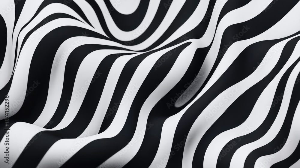 Poster black and white wavy stripe pattern suitable for backgrounds and design elements