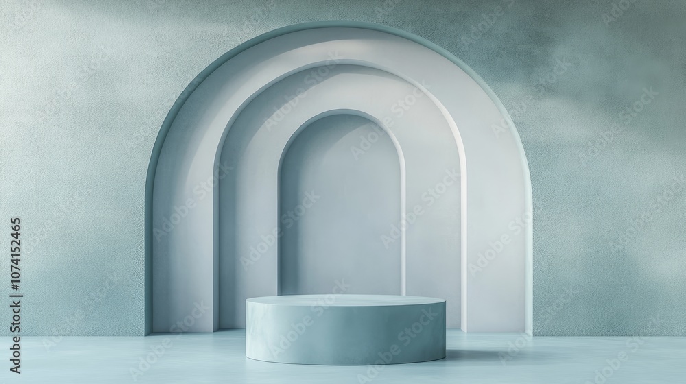Poster 3d rendering of a soft blue minimalistic background template designed for product display